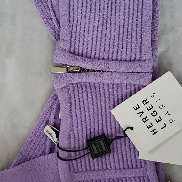 Herve Leger Bra Top Medium Orchid Purple Boucle Knit Fabric NWT - Picture 7 of 7
